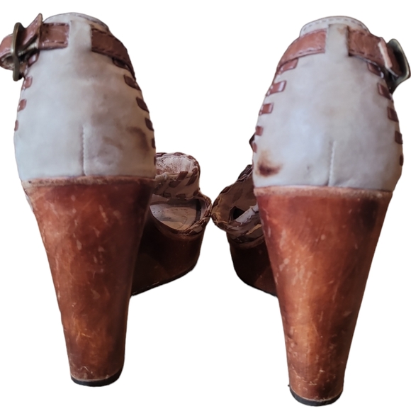 Frye Pepper Agate Stone Brown Wedges Platform Shoes Size 7 - Picture 9 of 13